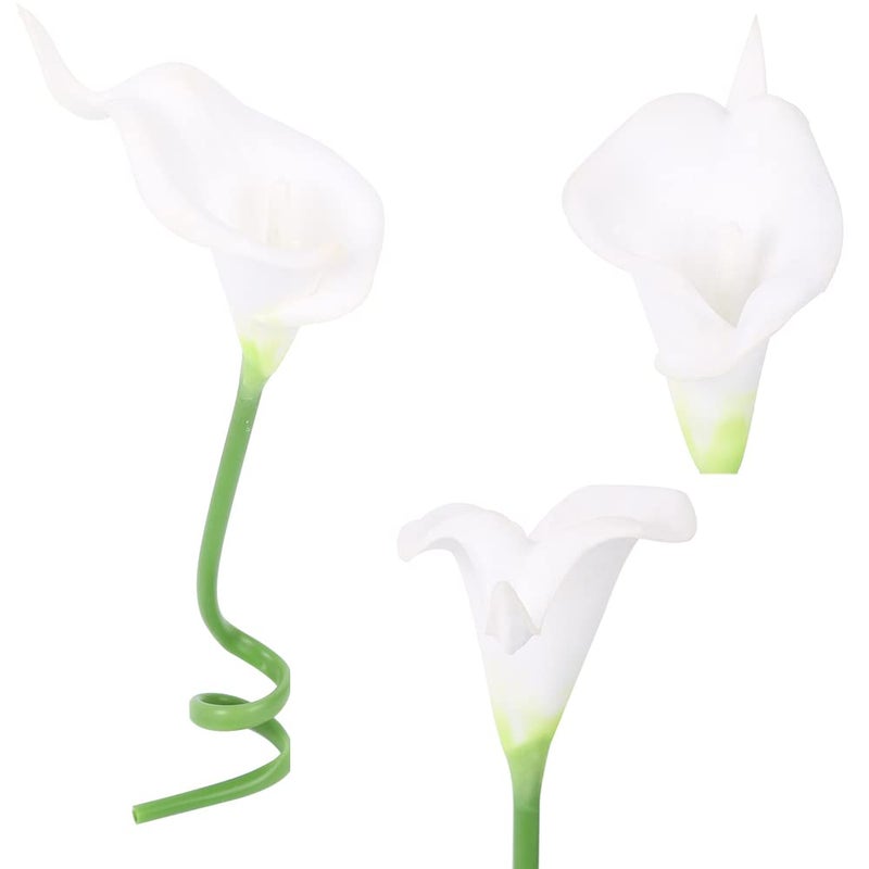 IPOPU 24PCS Artificial Flowers Fake Calla Lily Flowers Real Touch Calla Lily Faux Flowers Arrangement Bouquet for Home Garden Office Party Wedding Bouquet Centerpieces Flower Home Decoration (White) - Image 2